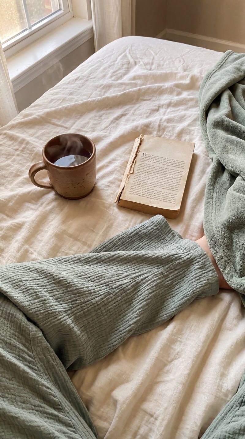 Customer photo placeholder — quiet morning with steaming mug and book