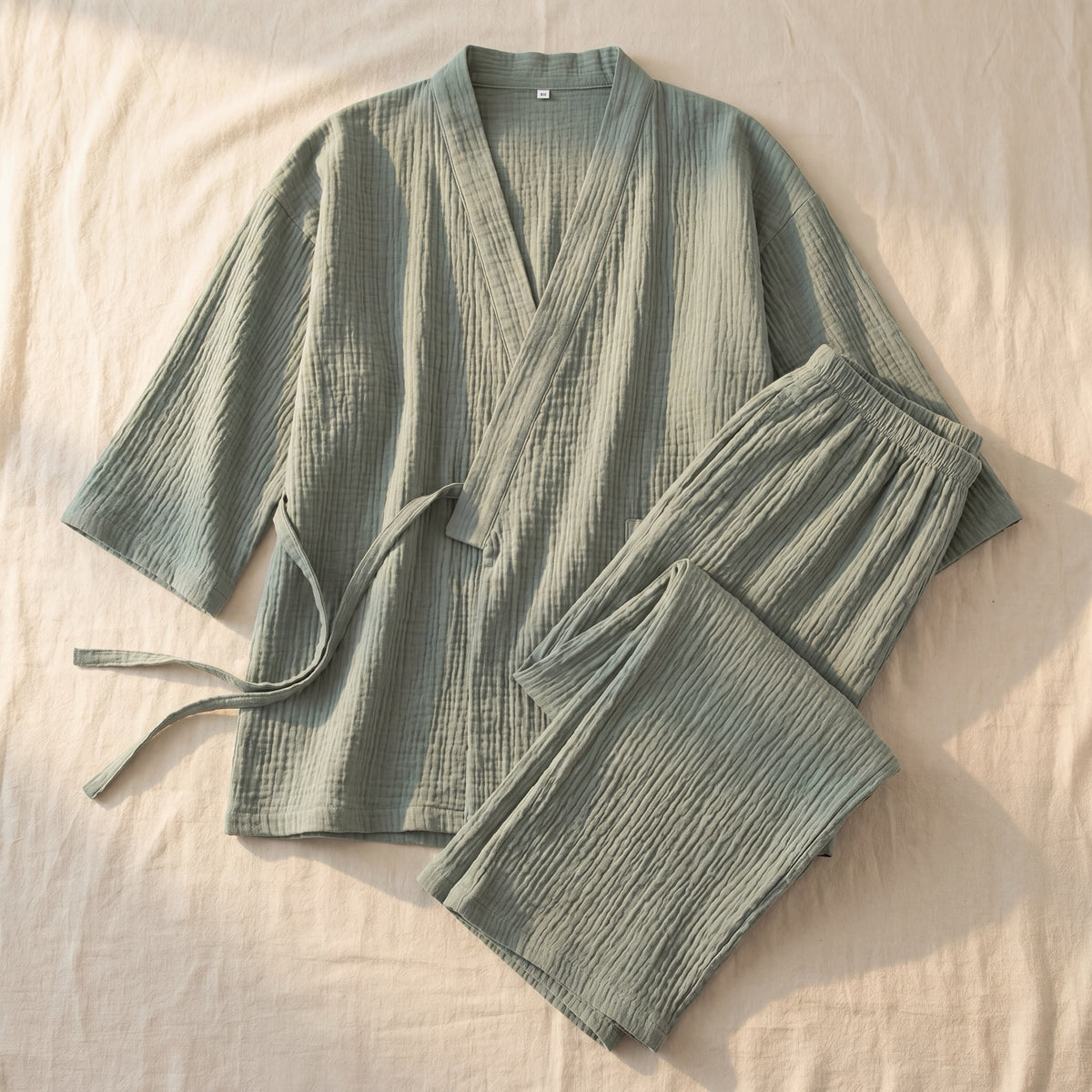 SagePause kimono — Open V-neck — no buttons, no fitted collar