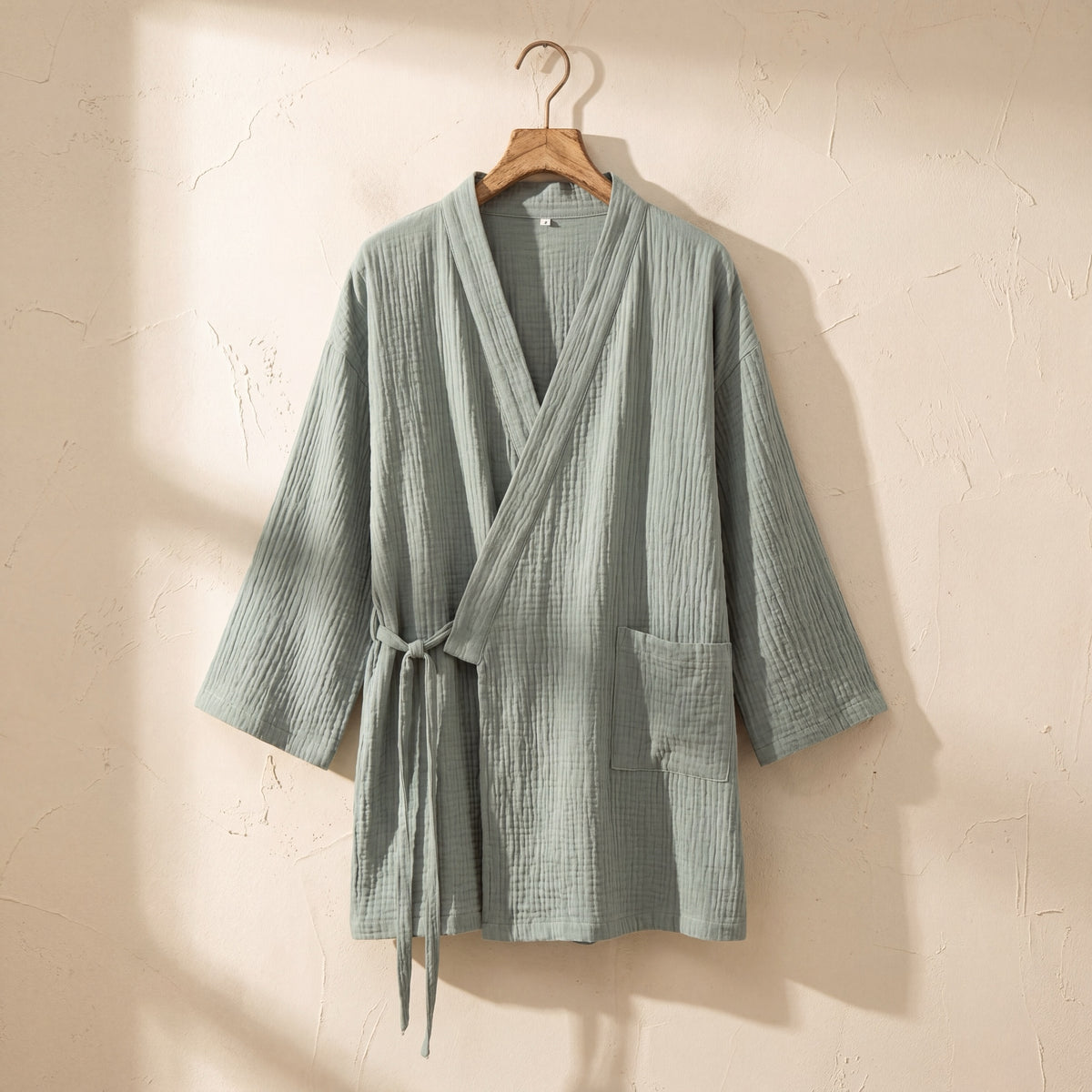SagePause kimono — Loose kimono cut on a hanger